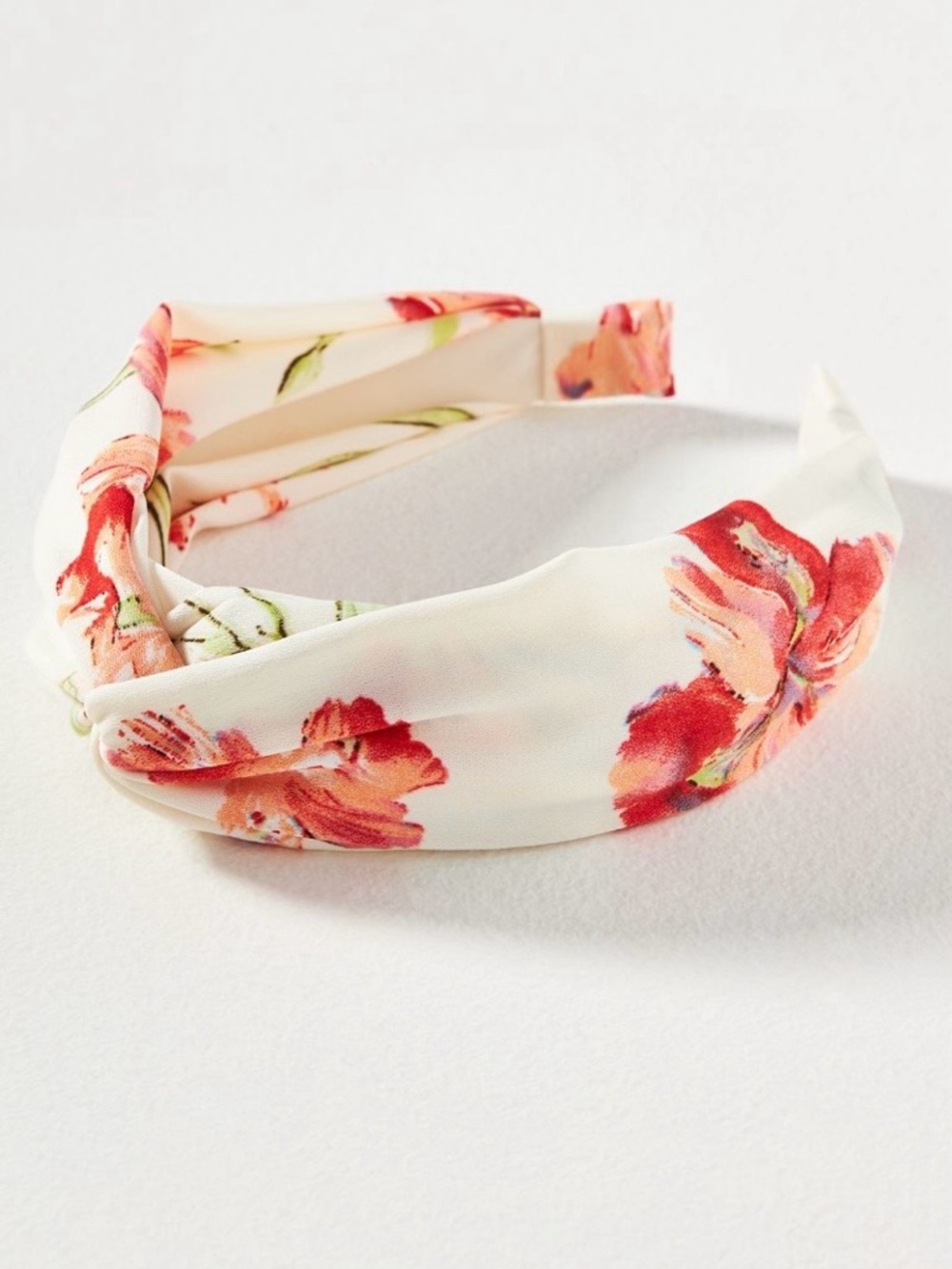 Anthropologie Floral Twist Headband in Ivory and Red. Brand new!